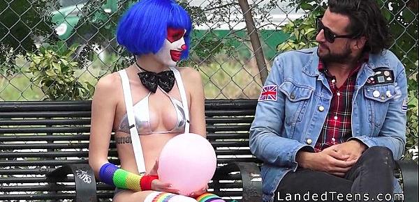  Clown teen fucking outdoor pov